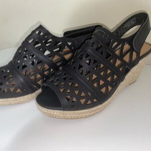 Black wedge heel sandals